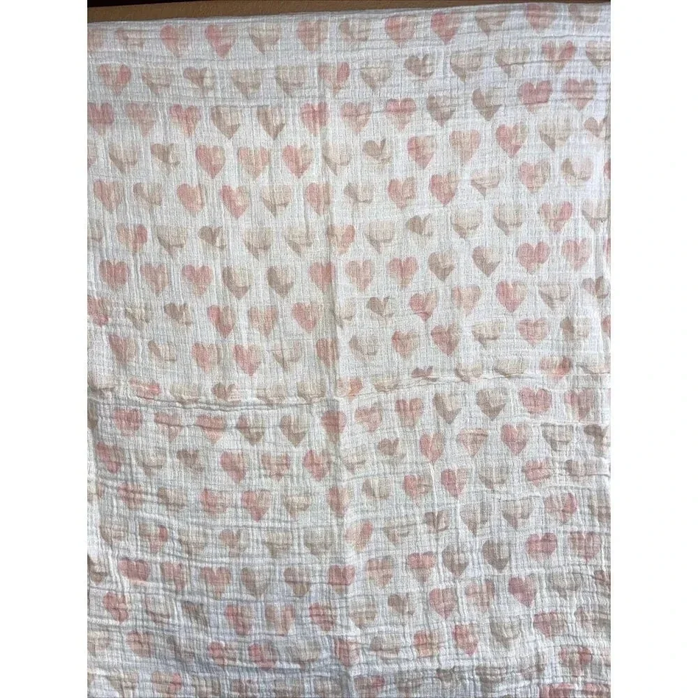 Aden & Anais Baby Infant Muslin Swaddle Blankets Pink Hearts Polka Dots Set Of 4